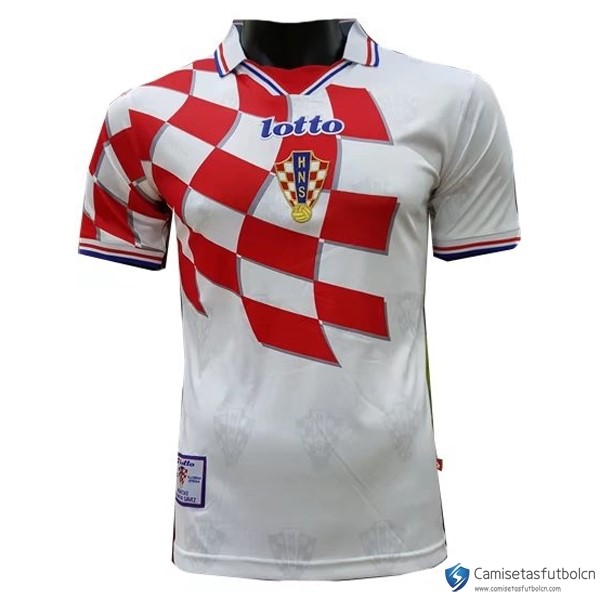Camiseta Croatia Primera equipo Retro 1998 Blanco